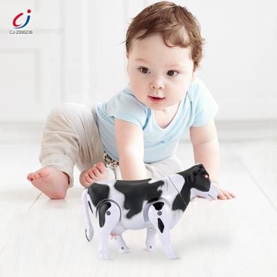 China Battery Operated Farm Animal Toy Cow Shakring Head and Tail Walking Plastic Toy Milk Cow CJ-2006238 for sale