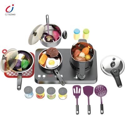 China New Design Metal Induction Pretend Play Cooking Toys,Stainless Steel Simulated Kitchen Set Educational Toy for sale