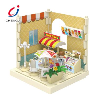 China Building Toy Colorful plastic villa building block 3d doll room brick house diy toy for sale