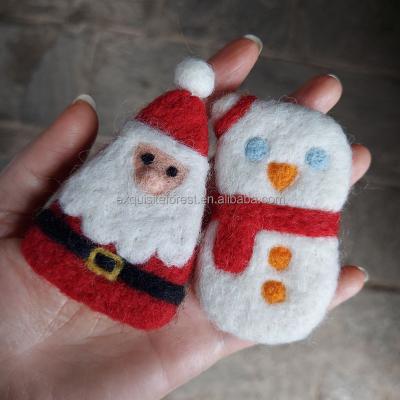 China High Quality Handmade Christmas Tree Decorations Elk Santa Claus Snowman Wool Felting Felt Christmas Ornaments for sale