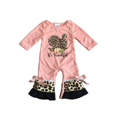 China Casual Babies Fall Cute Winter Thanksgiving Leopard Turkey Romper for sale