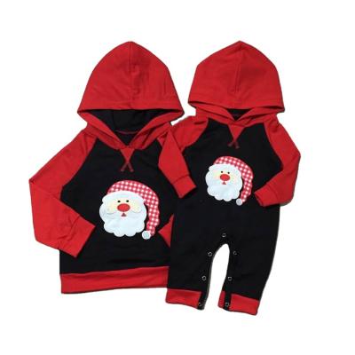 China 2021 Baby Boys Winter Christmas Casual Hooded Romper Brother Santa Hoodies for sale