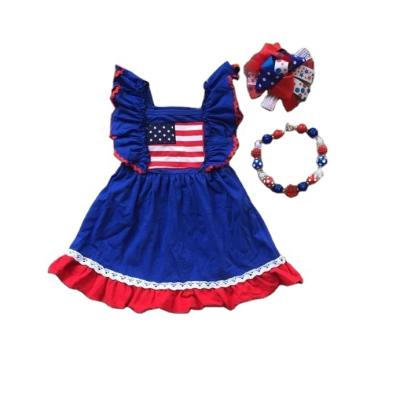 China Stars and Stripes Babies Summer Casual Dress 4th of July Dress Girls Independence Dress for sale