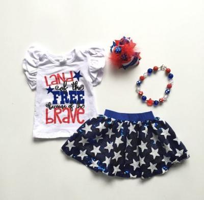 China Free brave shirt babies summer clothing Independence Day 4th of July casual white earth outfits with pentagrams dress with accessories for sale