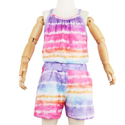 China Girlymax Summer Casual Clothing Tie Dyed Twine Shirt And Pocket Shorts Milk Silk for sale