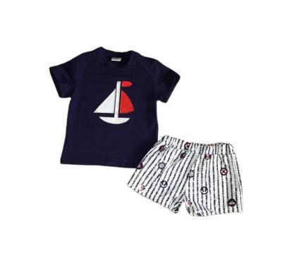 China Summer Baby Boy Cotton Sail Boat Casual Short Set for sale