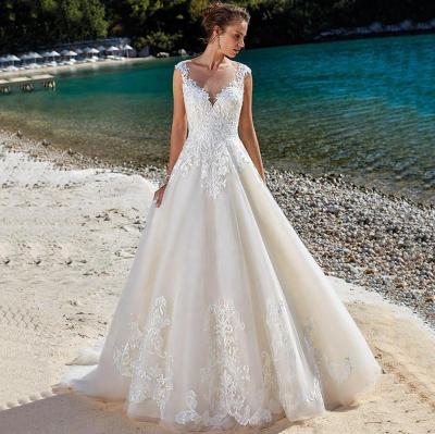 China High Quality Breathable Illusion Tradition Beach A Line Wedding Dress From China for sale