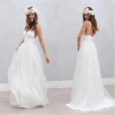 China Anti-Wrinkle Western Boho A Line Backless Wedding Dresses Evening Dress for sale