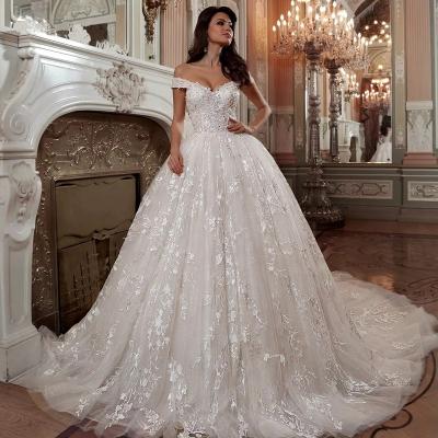 China Anti-wrinkle Women Wholesale Bridal Off Shoulder Ball Gown Wedding Dresses for sale