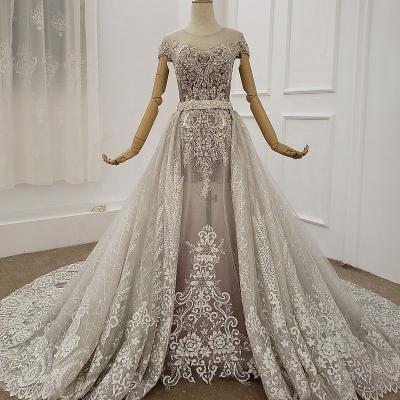 China Anti-wrinkle vintage real photo Crystal Mermaid Wedding Dress With detachable train for sale