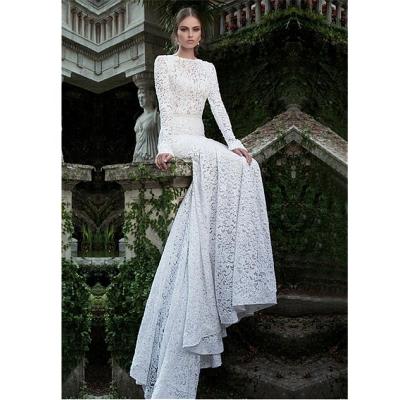 China High Quality Anti-wrinkle Lace Mermaid Backless Sexy Bridal White Wedding Dress for sale