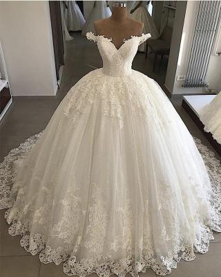 China Luxury Cheap Dry Cleaning Women's V-Neck Lace Appliques Bling Ball Gown Pakistani Wedding Dresses for sale