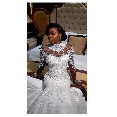 China Nigerian Fashion Anti-wrinkle Woman Ripe Fish Wedding Dresses With Beads for sale