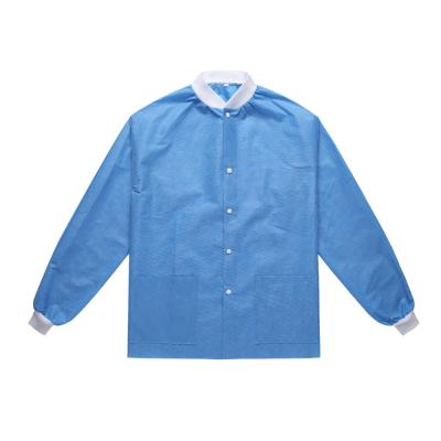 China Clinical/Laboratory/Public Place Aoefa SMS Sleeves Lab 45gsm Non Woven Protective Knitted Blue Disposable Jackets for sale