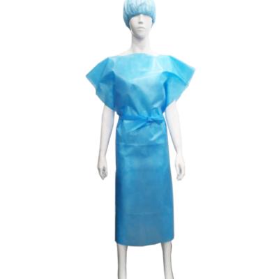 China Ready made blue color impermeable +pe isolation impermeable gown without sleeves for gynecologist for sale