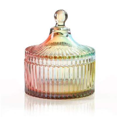 China Aeofa Reusable European Style Household Storage Glass Jar With Lid Stained Glass Candy Jar for sale