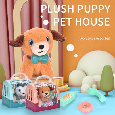 China Pet Toys Children Play Indoor Pet House Plush House Toys Cute Puppy Puppy Carry Suitcase for sale