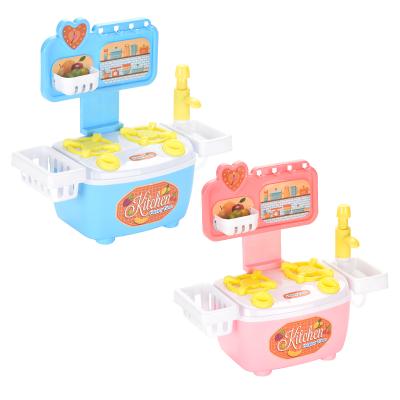 China Enlightment Children Cognitive Role Play Cooking Table Set Plastic Pretend Cook Food Toy Mini Play Kitchen Toy for sale