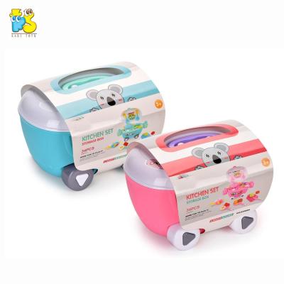 China DIY Pretend Play Preschool Education Toy Tableware Storage Cart For Kids Pretend Play DIY Kitchen Toy Set for sale