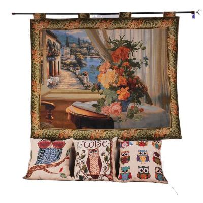 China Large Jacquard Wall Hanging Tapestries Decorator Fabric Wall Art for sale