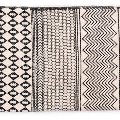 China Block Print Cotton Blanket 2*3ft Color Yoga Blanket Runner Floor Mat Traditional Indian Decorative Handmade Black And White for sale