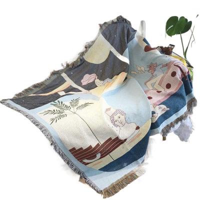 China China Supplier Cardboard Folded Warm Winter Beach Towel Blanket Woven Tapestry for sale