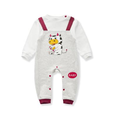 China Casual Baby animal jumpsuit customized print pattern onesies assorted clothes bales summer private label ribbed cotton baby romper for sale