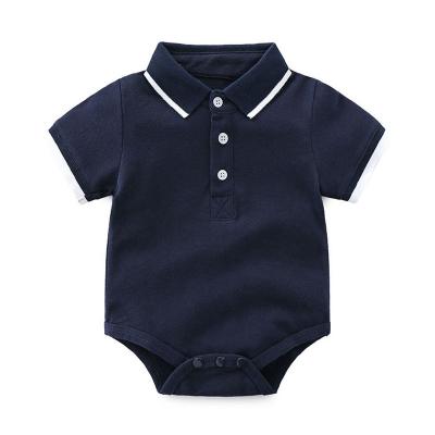 China Casual wholesale custom lapel polo onesie clothes boys 6-9 for mini baby reborn short-sleeved rompers summer bodysuit sets for baby for sale