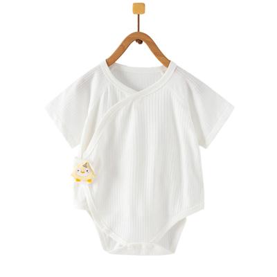 China Casual New Summer baby plain romper 5-pack short-sleeve bodysuits custom print logo new born jumpsuit knitted clothes  magnetic onesie for sale