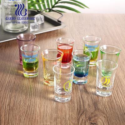 China 3oz Lead Free Glass Colored Vodka Souvenir Shot Glass Tourist Mugs For Gift Present Choice Glass Cup for sale