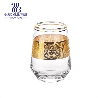 China Amazon Glass Mug Mail Order Traditional Promotional Luxury Gift Design With Gold Rim Water Tumbler Painting Drinking Glass for sale