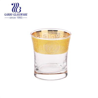 China Low MOQ 8oz Sustainable Fast Shipping Decorative Gold Glass Water Mug for sale