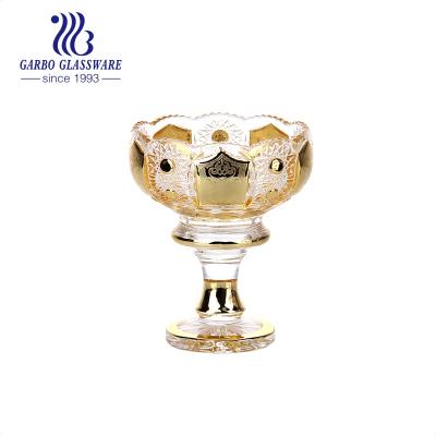 China Glassware Sustainable Glass Ion Plated Fruit Bowl In Gold Design With High End Stand Printing Bowl Set for sale