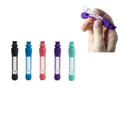 China New minimalist style smoking accessories split chillum one hitter silicon glass weed pipe smoking pipes for sale