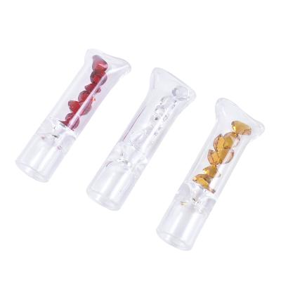 China Minimalist Round Flat Mouthpiece Diamond Cover Pyrex Herb Filter Tip Glass Common Tips Weed Pipe Pipes for sale