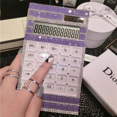 China Bling Diamond Rhinestone Slim Portable Mini Calculator Solar Energy Power Supply Crystal Keyboard Dual Power Supply Wholesale for sale