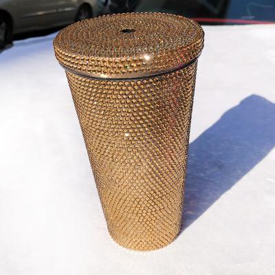 China Wholesale Custom Plastic Diamond Studded Tumbler Cups Double Wall Tumbler for sale