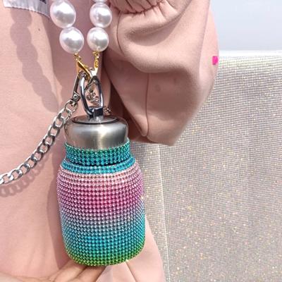 China Sustainable Diamond Water Bottle Bling Rhinestone Stainless Steel Updraft Bottles Insulated Sparkling Water Thermos for sale