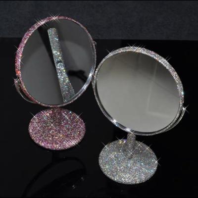 China New Christmas Bling Makeup Double Sided Mirror With Light With Diamond China Supplier for sale