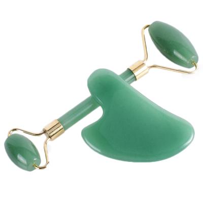 China 100% natural green facial nephritis jade face massage roller guasha jade roller for sale