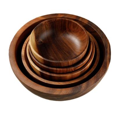 China Viable high quality acacia wood bowl salad bowl set of different size natural bowls for sale