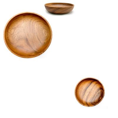 China Wooden Pcs Set, Household Kitchen Ware Accessories Serving Dish Sustainable Acacia Wooden Fruit Dish 2 Set for sale