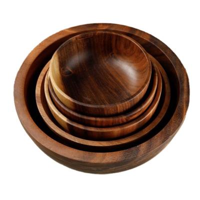 China Sustainable Antique Acacia Salad Fruit Bowls, Fruit And Wooden Salad Bowl, Kitchen Acacia Wood Salad Bowl Set With Servers Spoon Set for sale