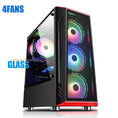 China With Most Popular AX M-ATX RGB Hardware ITX Glass Desktop Fans PC Case Computer Gaming PC ATX Computer Case for sale