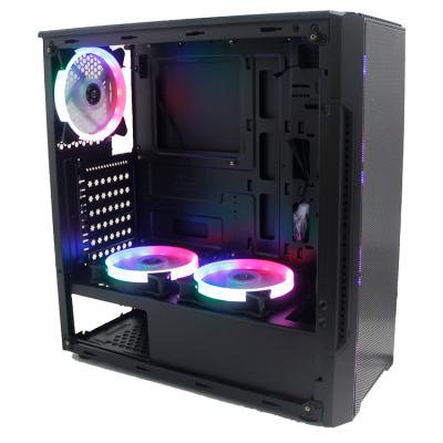 China With Fan 1906C With 3 Fans High Quality Luminous Desktop Gaming ATX Tower PC Case Glass Middle Glass Computer Case zu verkaufen