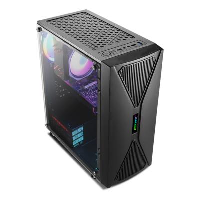 China This Computer 180C1-ACX Tempered Computer Case Gaming Case Desktop PC Tower Mid Desktop ROHS USB AUDIO Plastic Steel Current for sale