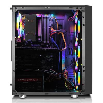 China Newcomer Stylish Style Desktop Gaming with RGB Sync Lighting Hardware Medium PC Tempered Glass ATX Tower Computegaming Caser for sale