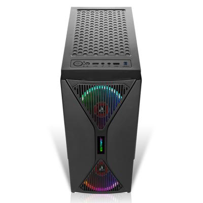 China New ATX Mid Tower Front LED Fan Gaming PC Screwless Hot-swap Desktop Black Computer Case Te koop