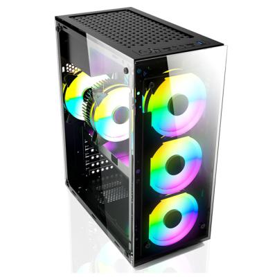 China Desktop Full Side By The Desktop Computer Case DIY Dustproof Silent Key Game ATX Head Case Water Cooled for sale