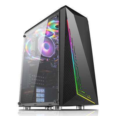 China With Left Side Tempered Glass Computer Case PC Gaming Side Panel Window 180C3-ACX KINGDOM White/Black Panel With Mesh RGB Mid Fan ATX Tower for sale